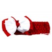Red Headband with Red White Ribbon Hair Bow Clip H418 